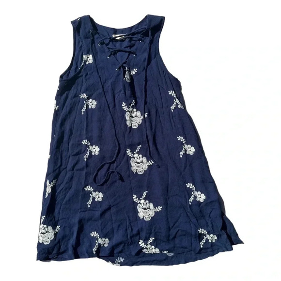 Altar’d State Navy Blue Floral Shift Dress // Size Small - Picture 1 of 7
